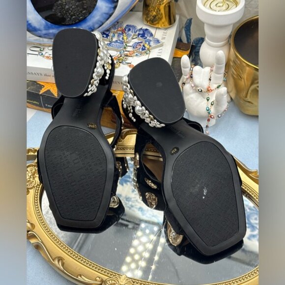 🆕 GIANNI BINI 🧿 NWOB Penei Velvet Pearl Surrealist Ornament Slide Sandal Sz 8 - Picture 9 of 9